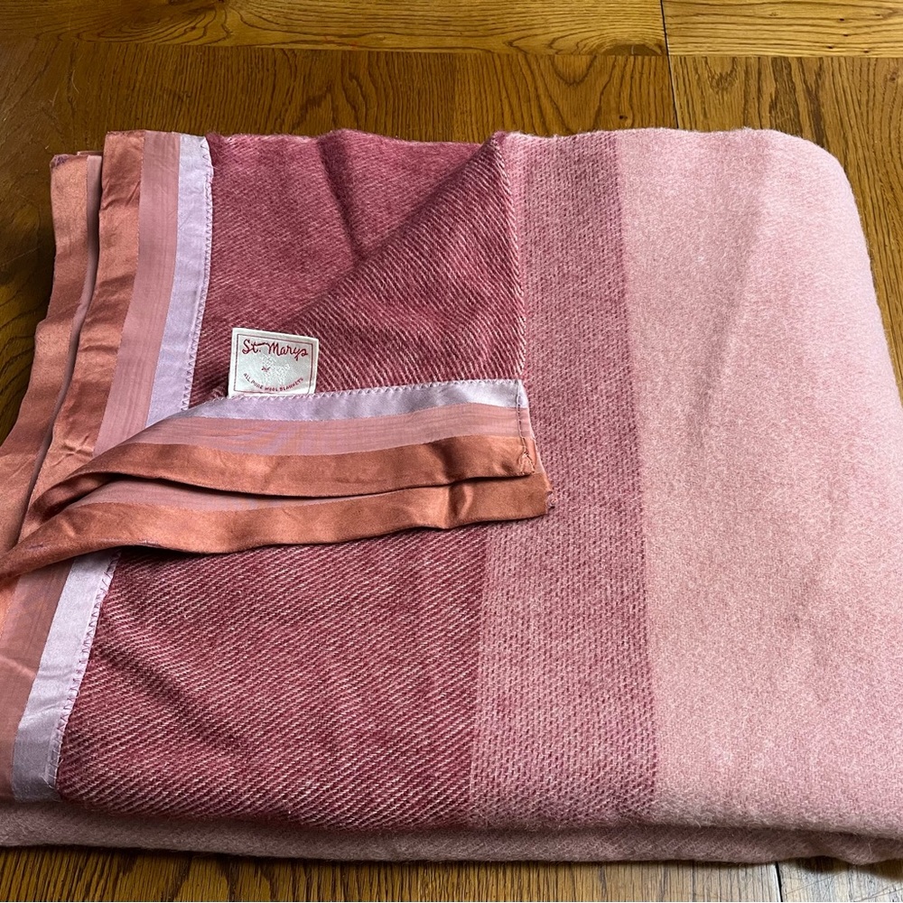 St. Mary’s Woolen Mills vintage wool stripe blanket